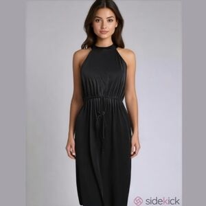 The Good Jane Black High Neck Midi Dress